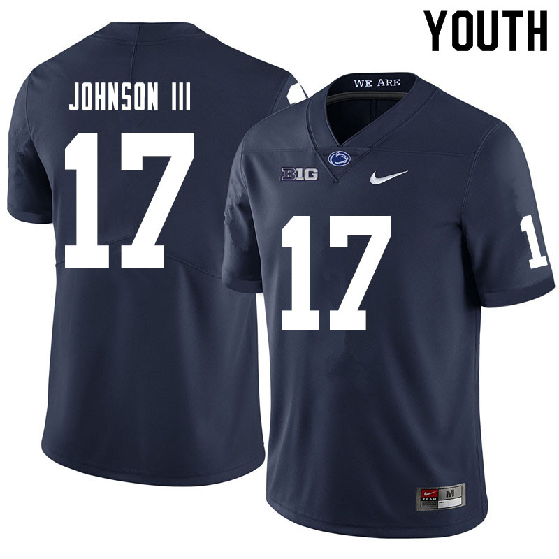 NCAA Nike Youth Penn State Nittany Lions Joseph Johnson III #17 College Football Authentic Navy Stitched Jersey NWC4598MD